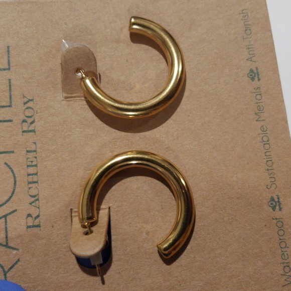 Gold-Tone Open Hoop Earrings –  Statement Jewelry for Women By Rachel Roy - 1" - Picture 7 of 9